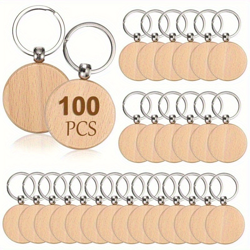 40 Runde Holzrohlinge Für Schlüsselringe Mit Metallringen, Perfekt Zum Selbermachen Von Holzschlüsselringen, Ideal Als Weihnachtsgeschenk.