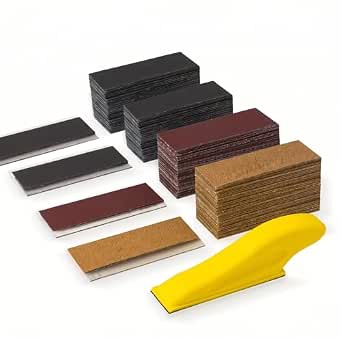 Dieses 75-teilige Set Aus Beflocktem Schleifpapier Enthält Handschleifpapierblöcke In Verschiedenen Körnungen (30x90mm) Und Eignet Sich Zum Polieren Von Holz Und Zur Oberflächenveredelung.