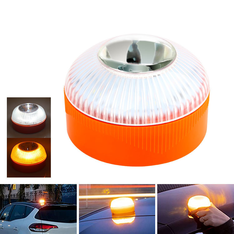 V16 Led-notblitzleuchte, Magnetische Warnleuchte Für Autos, Batteriebetriebene Orange Und Weiße Blinklichter, Geeignet Für Pannen Am Straßenrand.