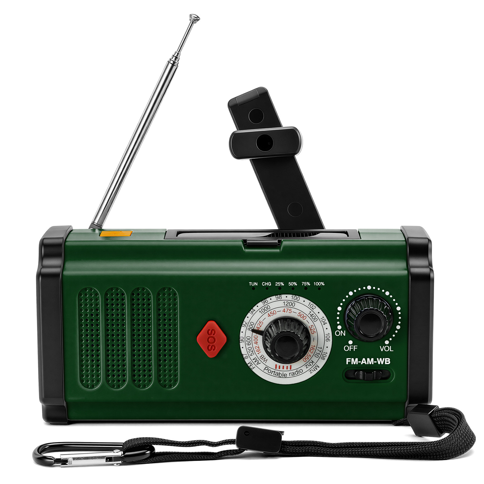 Notradio Mit Handkurbel, Solarbetriebenes Fm/am/breitband-wetterradio, 5000-mah-externer Akku, Tragbares Überlebensgerät Mit Sos-alarm, Ideal Für Campingausflüge Bei Stromausfall.