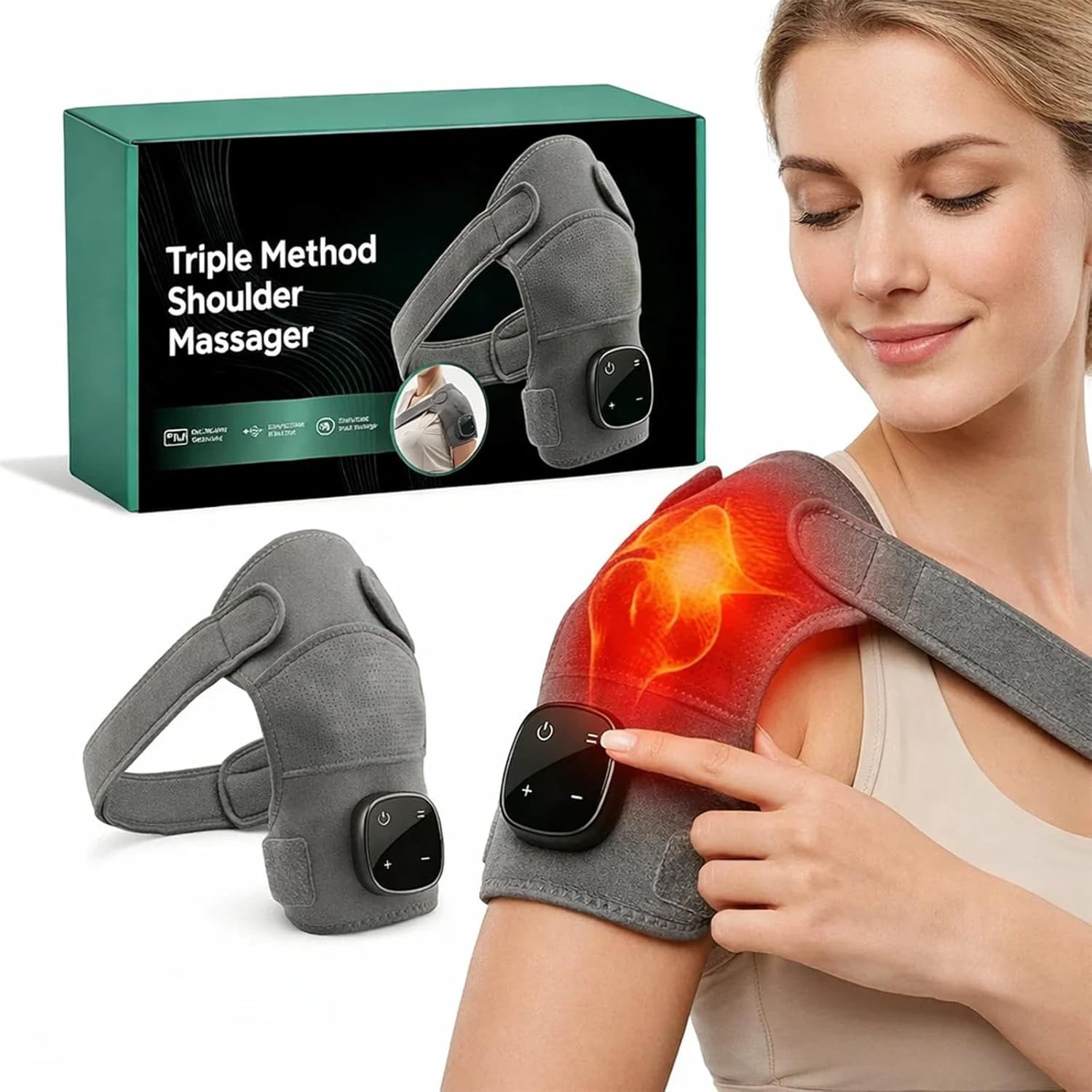 3-in-1 Schultermassagegerät – Beinhaltet Ein Akupressur-heizkissen Mit Drei Einstellbaren Stufen Lindert Schulter-, Nacken- Und Beinschmerzen Beinhaltet Knet- Und Vibrationsfunktionen.