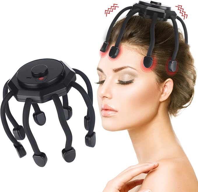 Kopfhautmassagegerät Mit 8 Knoten, Leistungsstarkes, Wiederaufladbares Kopfhautmassagegerät, Tragbares Kopfmassagegerät, Lindert Schmerzen Und Angstzustände.