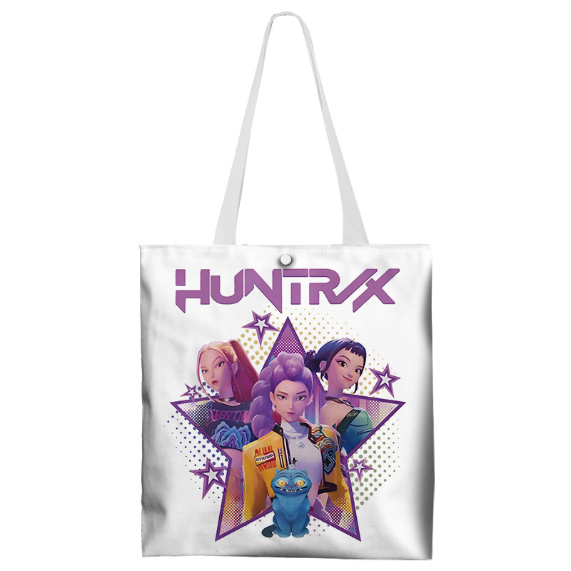 Huntrx Girl Group Anime Canvas-tragetasche, 33 X 37 Cm, Beidseitig Bedruckt, Mit Reißverschluss Und Langem Schultergurt.
