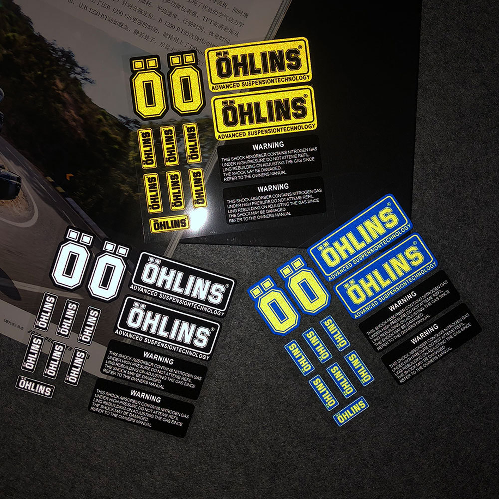 Drei Sets Reflektierender Vinylaufkleber Im Ohlins-stil Für Motorräder, Geeignet Für Tankverkleidungen Und Helme, Kompatibel Mit Yamaha, Kawasaki, Honda, Voge Und Anderen Motorrädern.