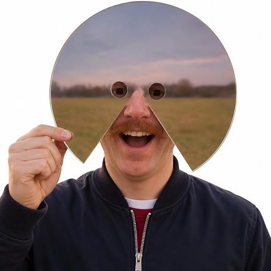 Zwei 20 Cm Große Pac-man-spiegelmasken, Reflektierende Acryl-partyaccessoires Für Selfies.