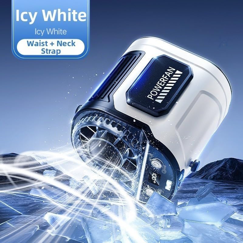 Nacken-/gürtelventilator – Eisweiß, Festkörperkühlung, 5000 Mah, Usb-c, 6 Geschwindigkeitsstufen, Bldc, Leise, Mit Beleuchtung