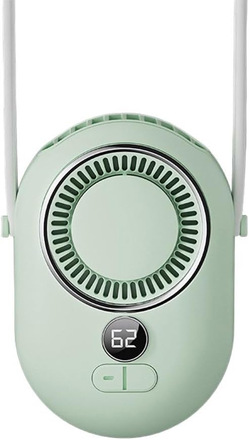 Mini-ventilator Ohne Rotorblätter – Morandi Grün, 2000 Mah Akku – Zum Tragen Um Hals Oder Gürtel, Usb-anschluss, 3 Geschwindigkeitsstufen – Leicht Und Ideal Für Unterwegs