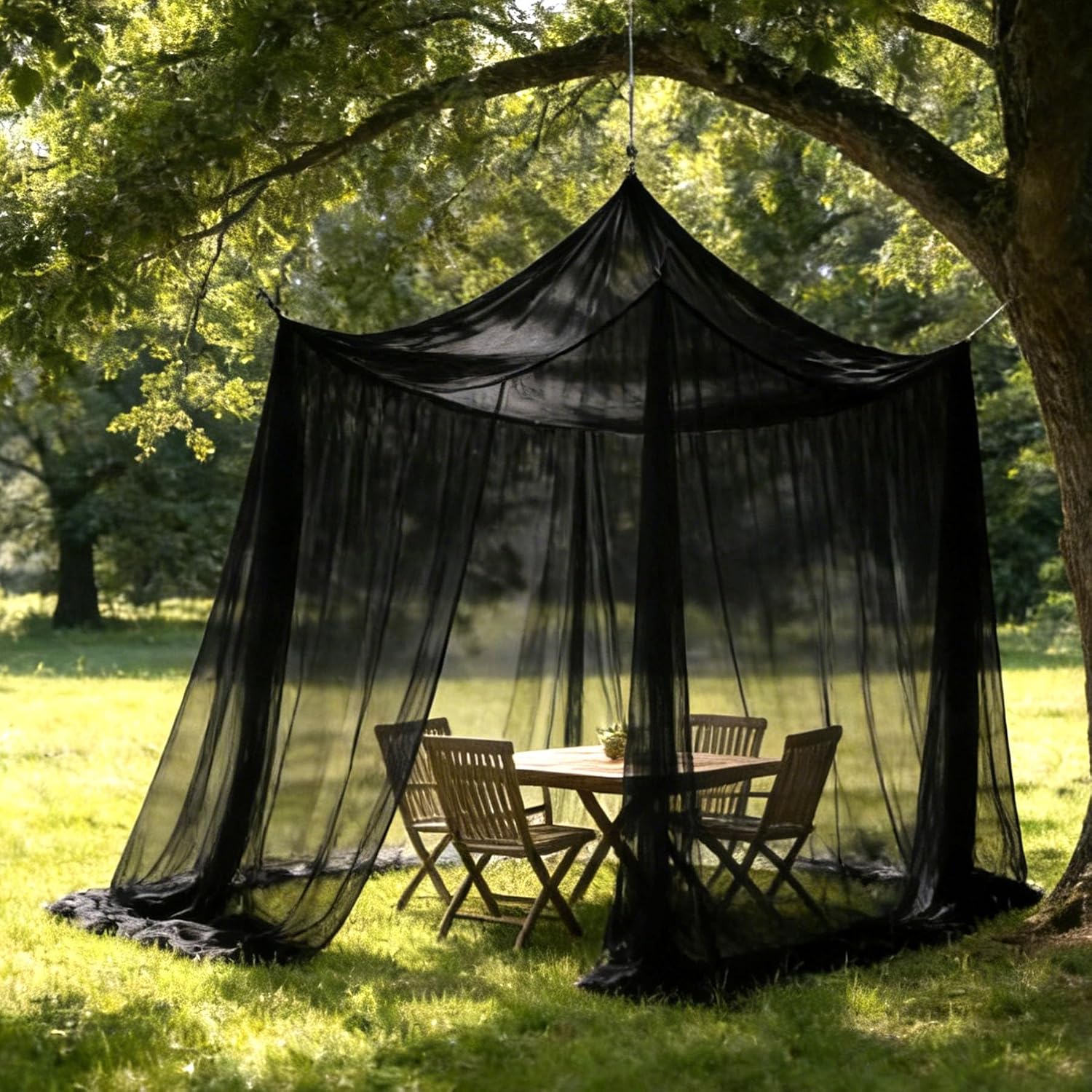 Moskitonetz 220 × 200 × 240 Cm – Für Pavillon, Garten, Terrasse, Camping, Bett – 220 Mm Feine Maschenweite Mit 1 Tür – Schwarz
