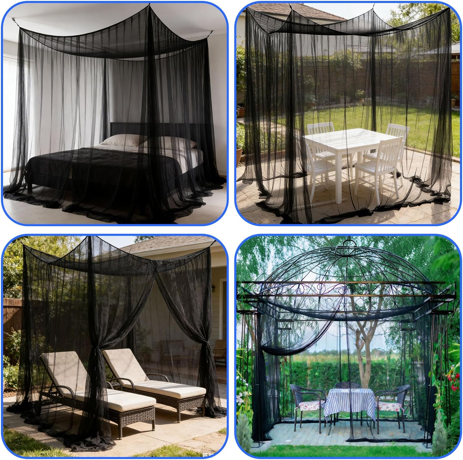 Moskitonetz 210 × 190 × 240 Cm – Für Pavillon, Garten, Terrasse, Camping, Bett – 220er Feinmaschengewebe Mit 1 Tür – Schwarz