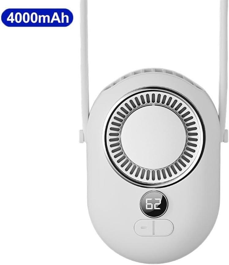 Mini-ventilator Ohne Rotorblätter – Morandi Weiß, 2000 Mah Akku – Hals-/gürteltragefähig, Usb-anschluss, 3 Geschwindigkeitsstufen – Leicht Und Ideal Für Unterwegs
