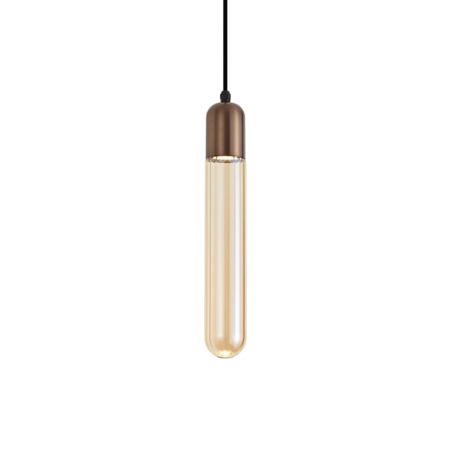Qazqa Art Deco Pendelleuchte Dunkelbronze Mit Geripptem Glas Ip44