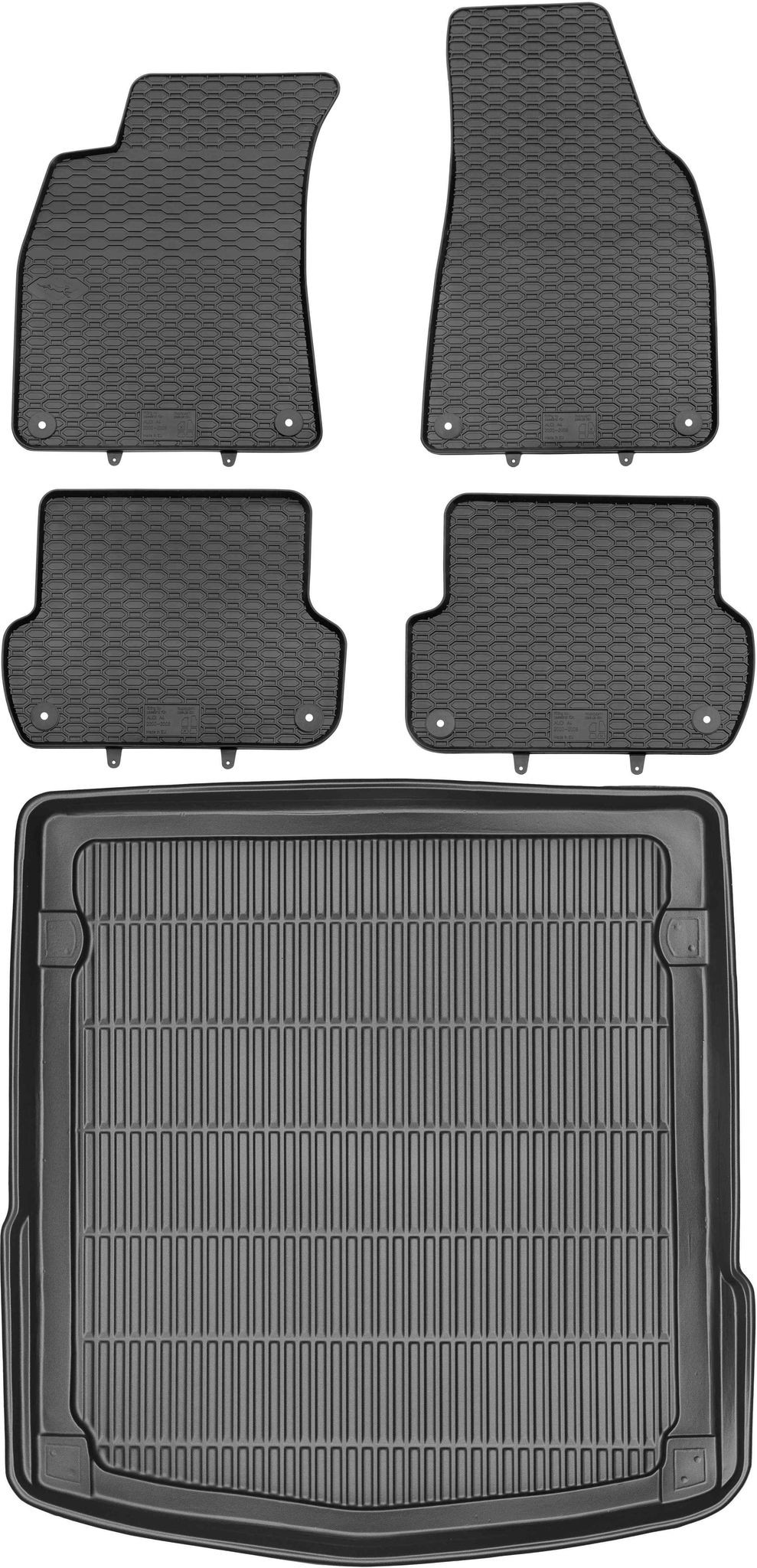 Audi A4 B6 B7 Limousine (2000–2006) – Set: Gummifußmatten + Kofferraummatte