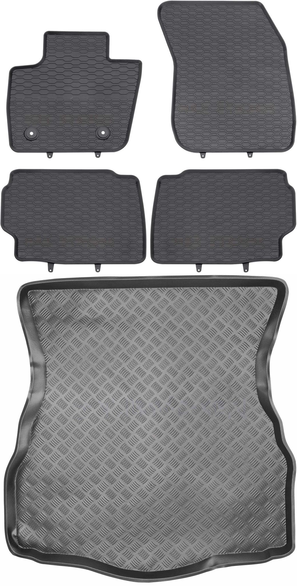 Ford Mondeo V Schrägheck (2014–2022) – Set: Gummifußmatten + Kofferraummatte
