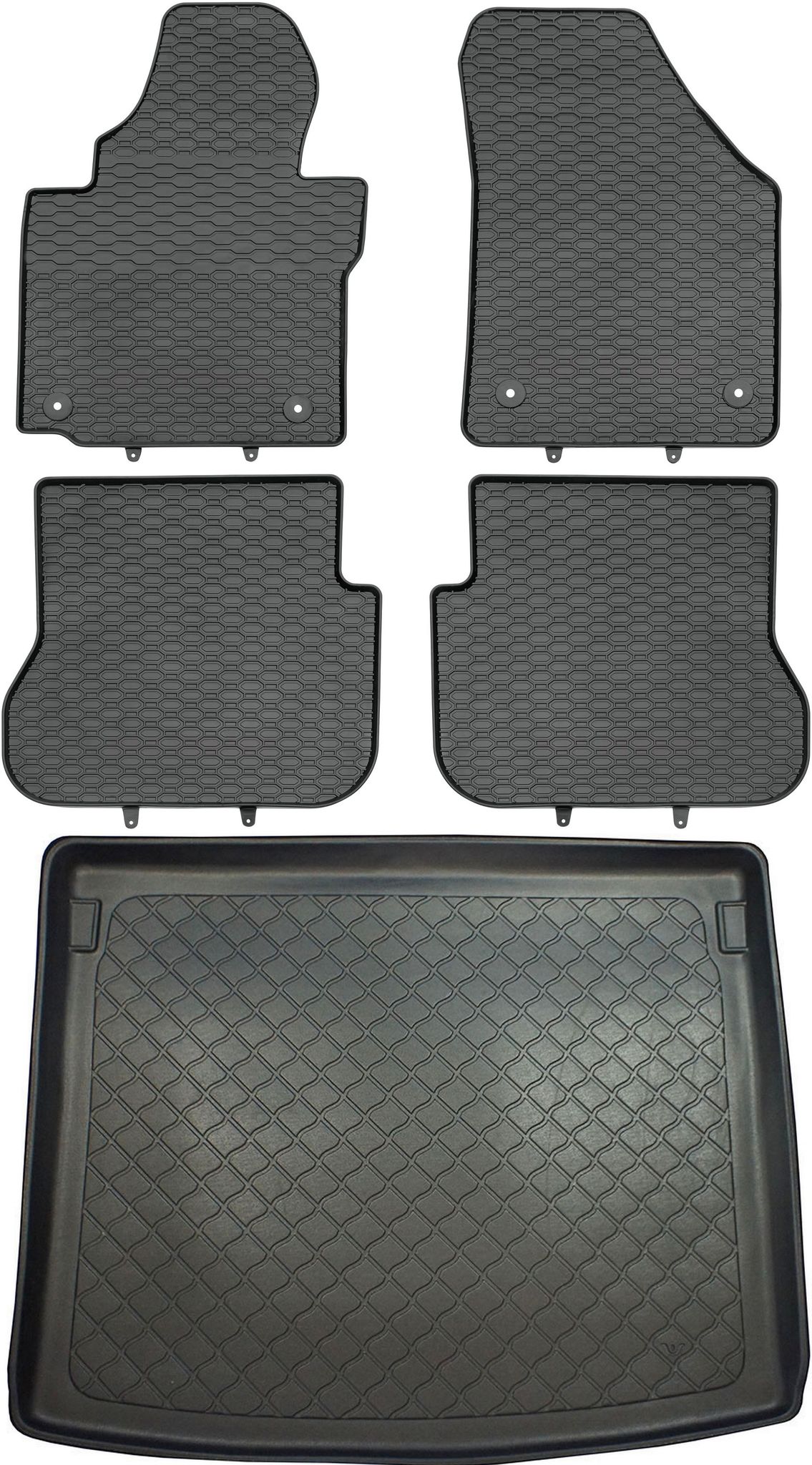 Volkswagen Caddy Life Kombi Ab Baujahr 2004, Set – Gummifußmatten + Kofferraummatte