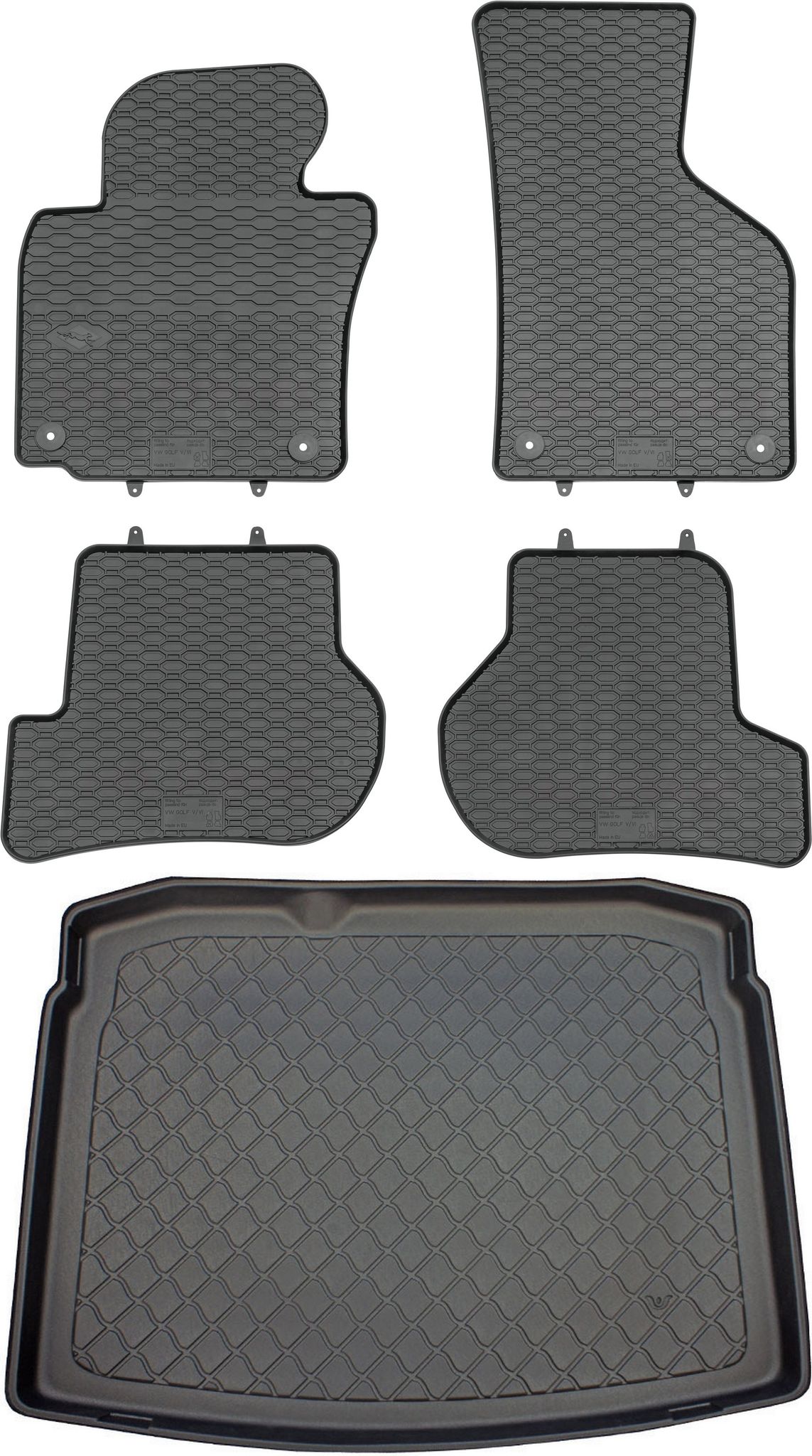 Volkswagen Golf V 1k Schrägheck (10/2003-2008) – Set: Gummifußmatten + Kofferraummatte