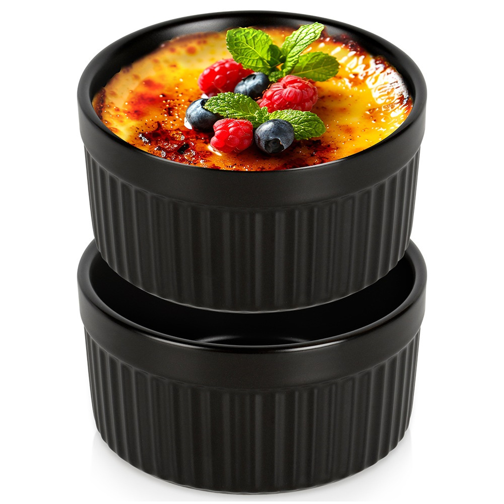 Schwarze Porzellan-backschüsseln 260 Ml 2 Stück.
