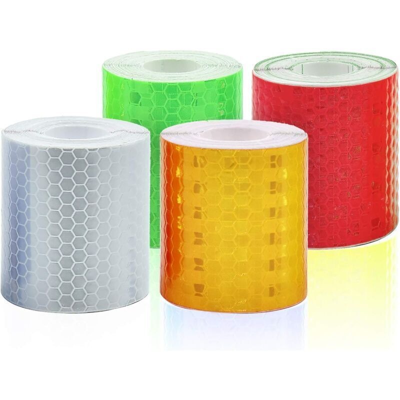 4 Rollen Reflektierendes Klebeband, Selbstklebendes Sicherheitswarnband, Reflektierende Streifen Für Die Nacht, Klebefolienstreifen, 5 Cm X 3 M Klebefolienstreifen