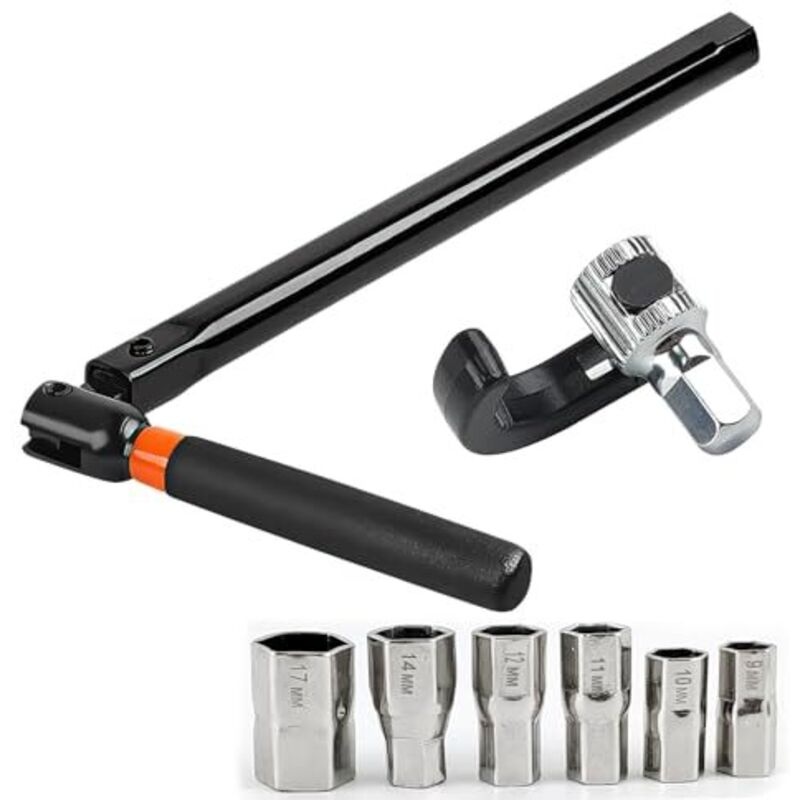 Waschbeckenarmaturschlüssel, Waschbeckenarmaturschlüssel Mit 6 Bits (9/10/11/12/14/17 Mm), Armaturenschlüssel Aus Metall, Werkzeug Zur Armaturenmontage, Geeignet Für Küchen Und Toiletten (schwarz)