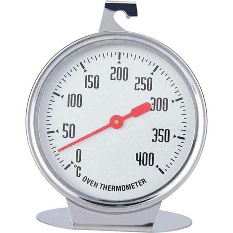 Ofenthermometer Aus Edelstahl – Messbereich 0 Bis 400 °c – Langer Roter Zeiger Für Präzise Messwerte – Stabiler Haken Und Fuß