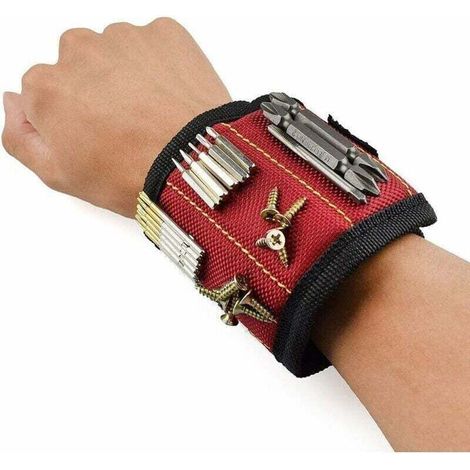 Magnetarmband Mit 10 Starken Magneten. Magnetarmband Zum Halten Von Schrauben, Nägeln, Bits, Befestigungselementen, Unterlegscheiben, Bolzen, Scheren, Kleinen Oder