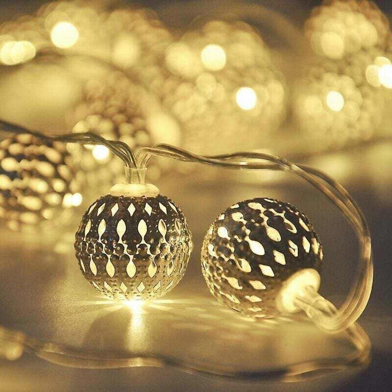 5 M Lange Solar-lichterkette Für Den Außenbereich Mit 20 Marokkanischen Led-kugeln – Ip65 Wasserdicht – Warmweißes Licht Für Partys Und Gärten
