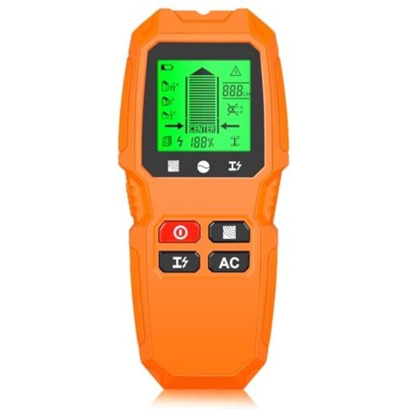 5-in-1 Wanddetektor Für Holz, Elektrokabel, Metallständer, Kabel Und Balken, Mit Lcd-bildschirm (orange)