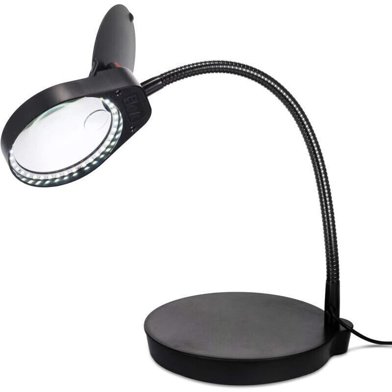 2-in-1-lupenlampe Auf Ständer, 3x 10x Leselupe Mit Led-ständer, 38-teilige Beleuchtete Lupe Für Helles Tageslicht, Handwerk, Industrie, Elektronik (schwarz).