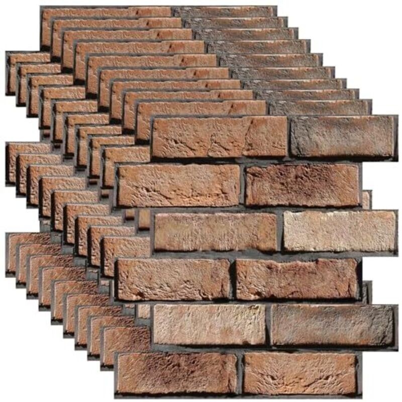 Set Mit 10 Selbstklebenden 3d-pvc-wandpaneelen Zur Innendekoration, Wasserfeste 3d-tapete Für Schlafzimmer, Küche, Wohnzimmer, Büro, 30 X 30 Cm (ziegelsteinoptik Ohne Fugen).