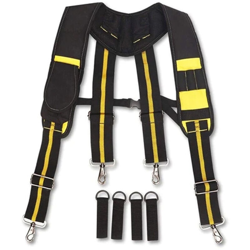 Verstellbarer Werkzeuggürtel Aus 1680d-ballistiknylon – Gepolsterte Schultergurte Für Hohen Tragekomfort – Praktische Werkzeugtaschen – Gelb Und Schwarz