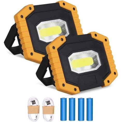Wiederaufladbarer 30-w-led-fluter Mit 2000 Lm, Baustellenleuchte Mit 4 X 18650-akkus, 3 Leuchtmodi, Tragbare Usb-led-laterne Für Camping, Baustelle, Garage Und Werkstatt