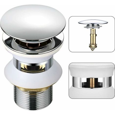 Universeller Waschbeckenablauf Mit Überlauf – Automatischer Pop-up-mechanismus – Einfache 1-1/4"-montage – Langlebiges, Verchromtes Messing – Badezimmer 1-1