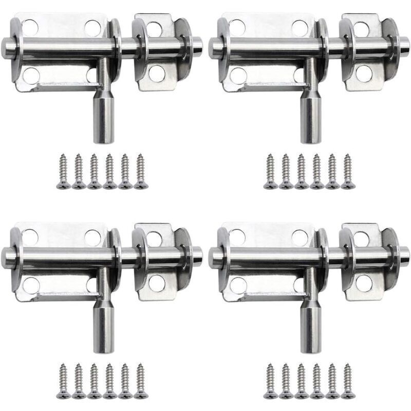 4 Stück 65 Mm Mini-edelstahl-schiebetürschlösser Mit Schrauben Für Badezimmertüren, Holztüren Und Haustiertüren