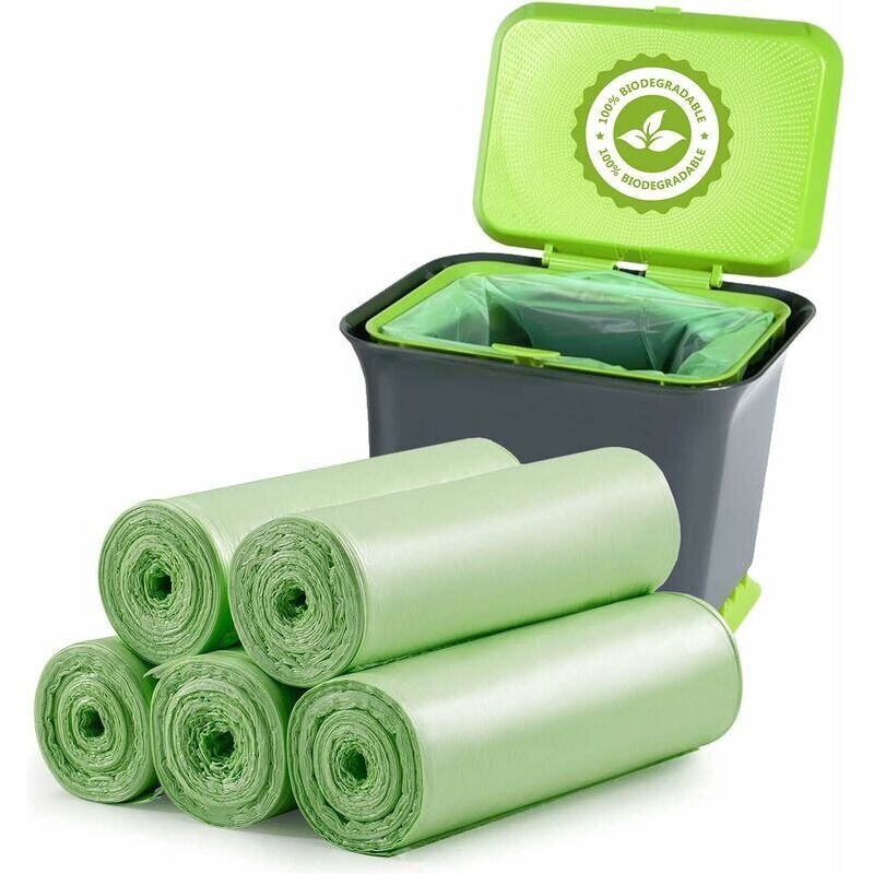 Packung Mit 100 Biologisch Abbaubaren 20-liter-müllbeuteln – Kompostierbar Und Recycelbar – Reißfest Dank Sollbruchstelle – 50 X 60 Cm