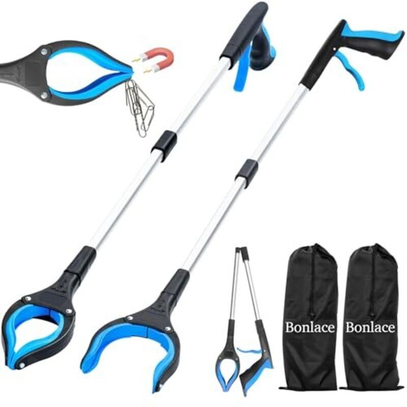83 Cm Teleskopgreifer, 2er-pack, Mit Magnetischen Spitzen, 12 Cm Breit, 360° Drehbarer Kopf, Aufbewahrungstasche, Für Garten, Senioren, Kinder Und Den Innenbereich