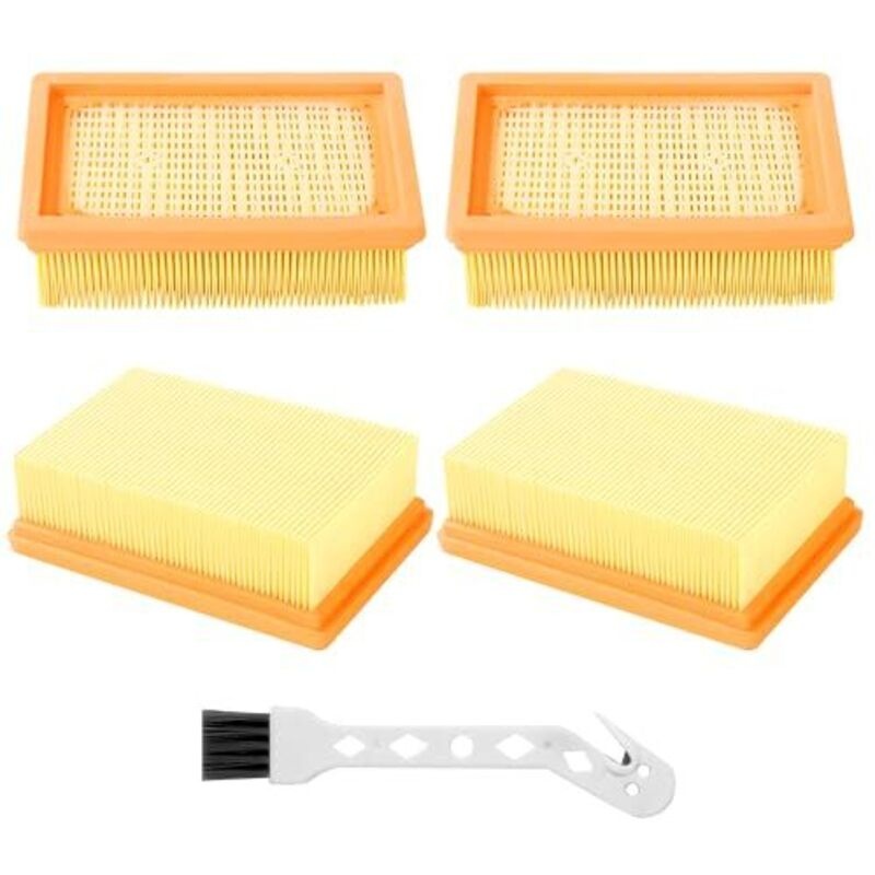 4er-pack Flache Faltenfilter Für Kärcher Staubsauger, Passend Für Die Mehrzwecksauger Kärcher Wd4, Wd5, Wd6, Mv4, Mv5 Und Mv6. Ersatzfilter Inklusive Kleiner Bürste.