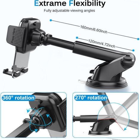 Auto-handyhalterung, 2023 Upgrade [extrem Starker Saugnapf] Auto-handyhalterung Für Armaturenbrett, 360°-drehung & Einhandbedienung, Befestigung An Der Windschutzscheibe (4-7 Smartphones).
