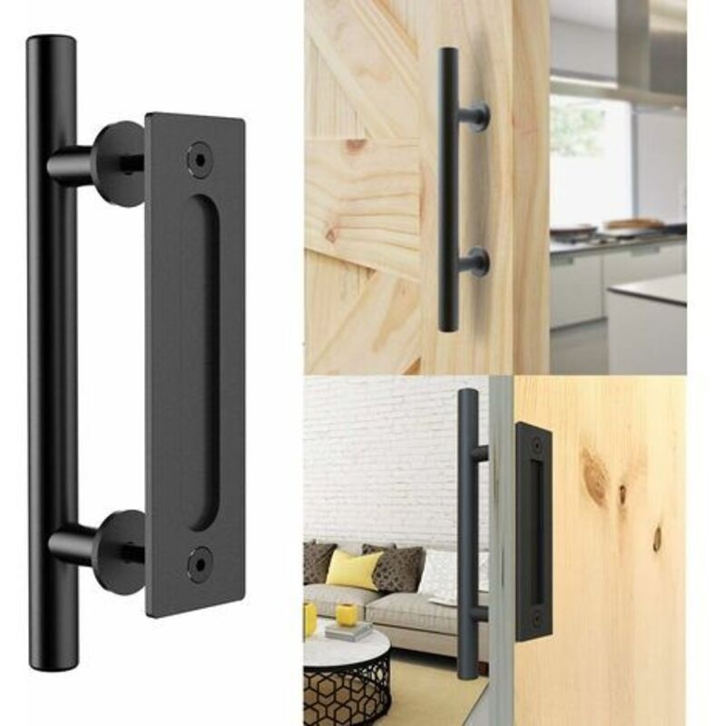 30 Cm Großer Schiebetürgriff Aus Schwarzem Aluminium – Für Holztüren – Einfache Montage Mit Mitgelieferten Schrauben – Retro-design