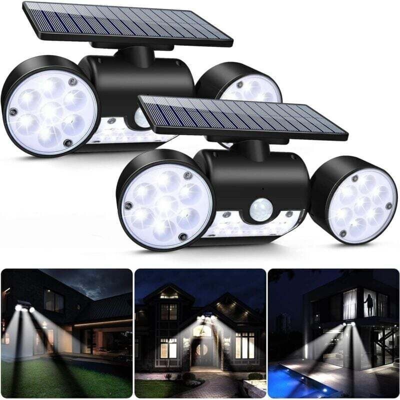 Leistungsstarke Solar-außenleuchte Mit 30 Leds, Bewegungsmelder, Drei Strahlern, Kabelloser Beleuchtung, Ip65 Wasserdicht, Großem 360°-solarpanel Für Garten, Terrasse Und Tor
