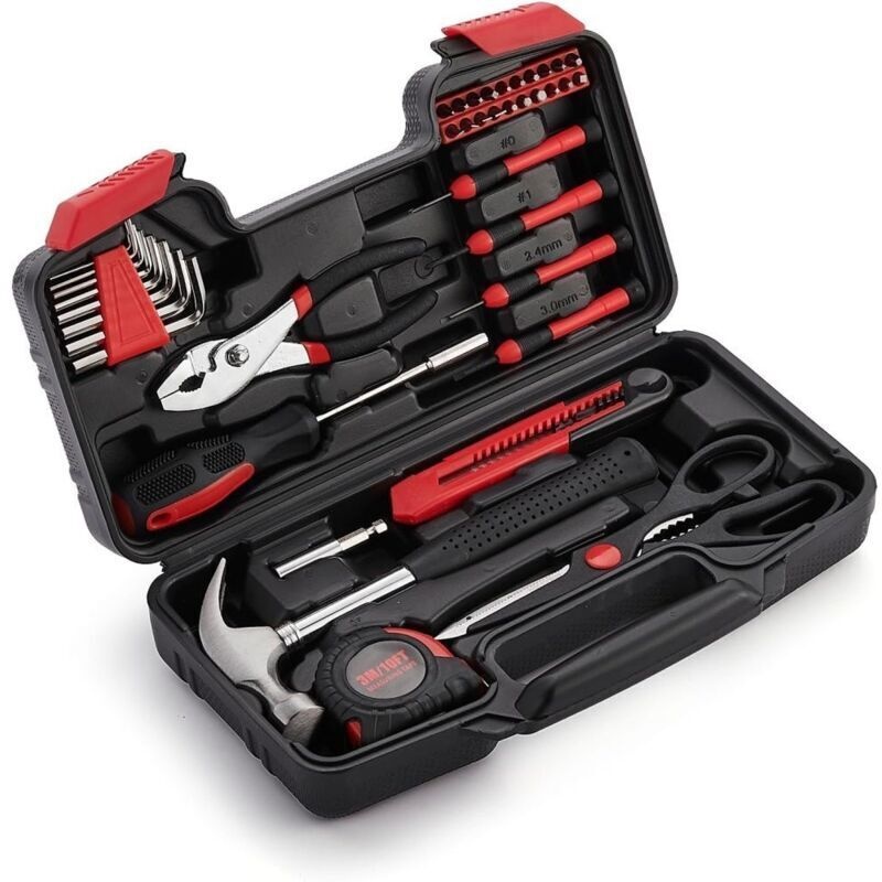 39-teiliger Werkzeugkasten Mit Tragetasche, Inklusive Zange, Hammer, Schraubendreher, Heimwerker-set, Geeignet Für Reparaturen, Montagearbeiten Und Wartungsarbeiten.
