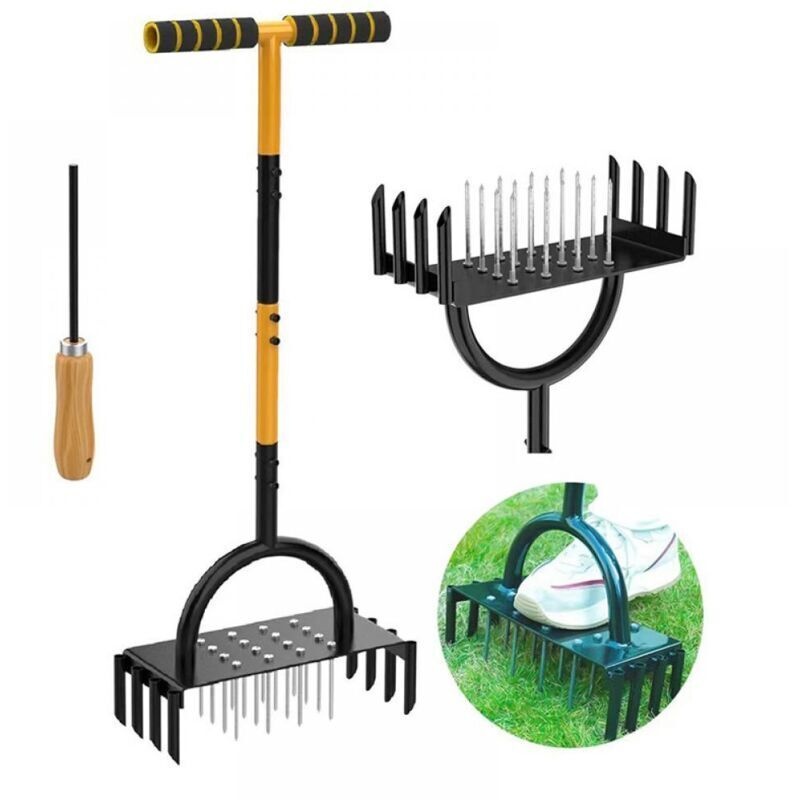 Handrasenlüfter, 96 Cm, Für Die Gartenpflege, Mit Rutschfestem T-griff Und 24 Zähnen