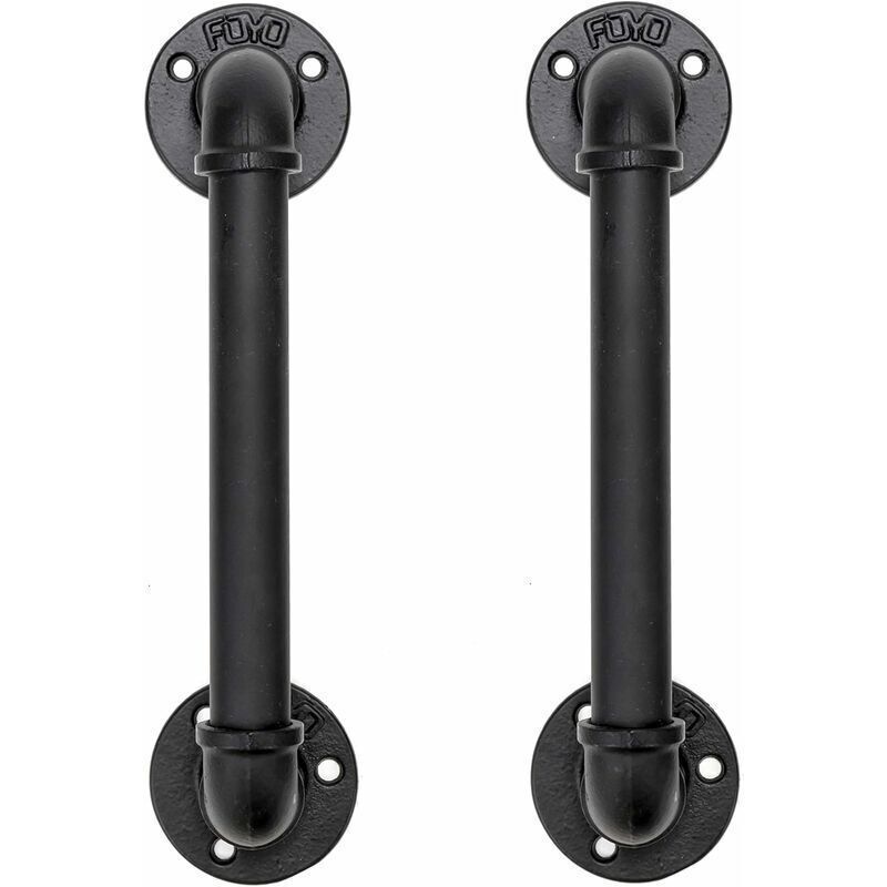 Set Mit 2 Türgriffen Aus Industrierohr, 30 Cm, Schwarz