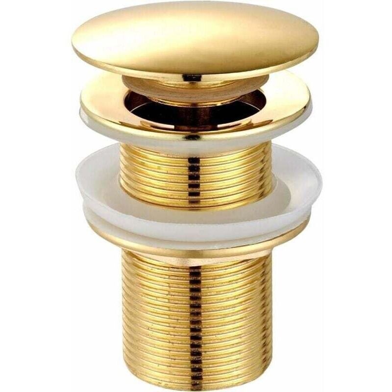 Universeller Abflussanschluss Für Waschbecken Und Spülbecken - Modernes Pop-up-klick-klack-ventil - Ablaufgarnitur Mit Überlauf, Messing, Edelstahl, Gold (ohne Überlauf),