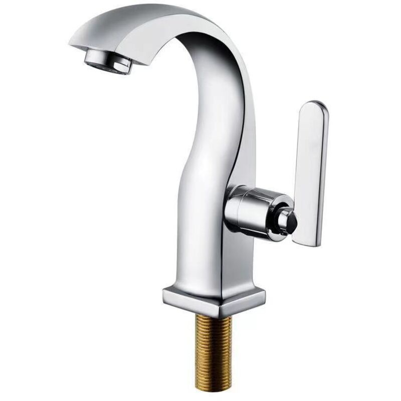 Einzel-kaltwasserhahn Aus Kupfer – Chrom-finish – Einhebelmischer – Kompatibel Mit 22–32 Mm Befestigungslöchern