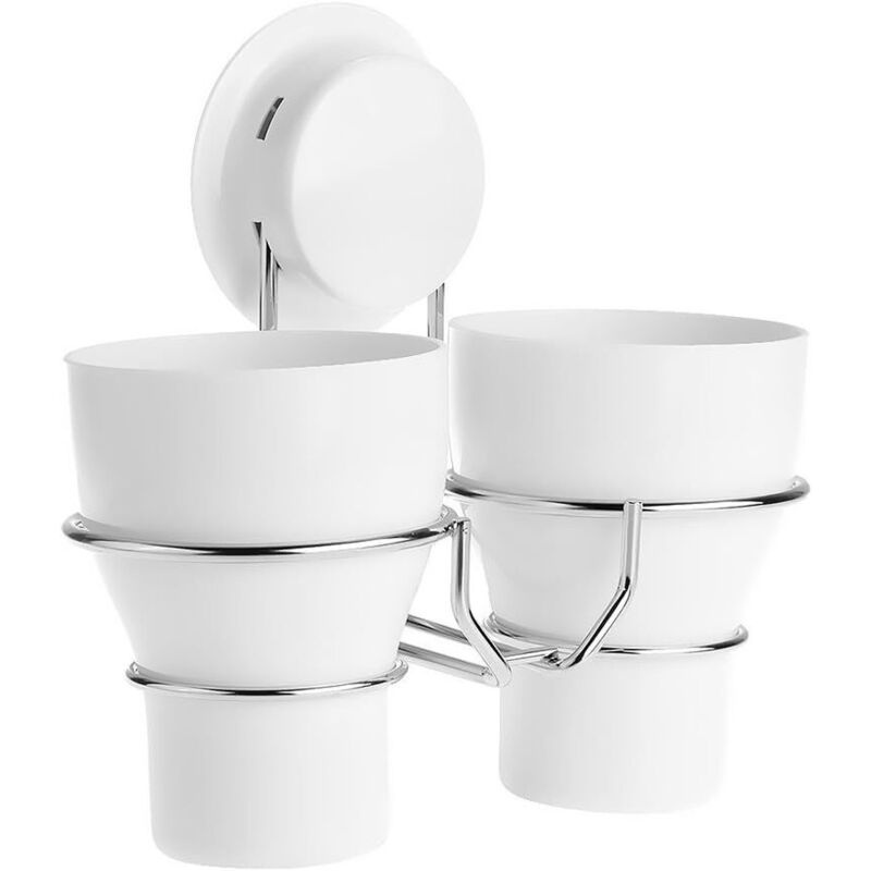Zahnbürstenhalter Mit Saugnapf Aus Pp + Abs + Edelstahl 200cu3 Zur Wandmontage Für Toilette Und Badezimmer