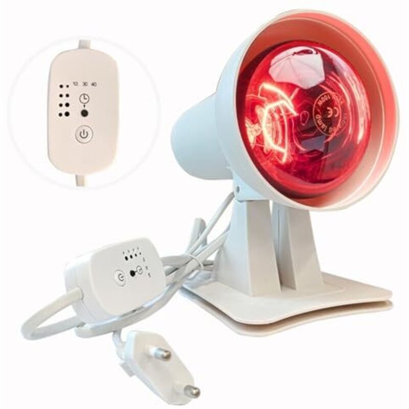 Infrarotlampe, Rotlichtlampe, Wärmelampe, 150 Watt Mit Timer Und Einstellbarer Temperatur, Verstellbarer Winkel Zur Entspannung Müder Muskeln