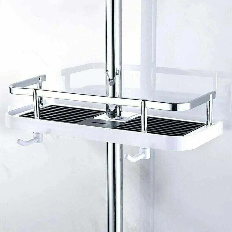 Verstellbares, Wandmontiertes Duschregal, Aufbewahrungskorb Für Bad Und Küche Zur Befestigung An Rohren, Rostfreier Duschkorb Aus Metall, Praktisches, Wandmontiertes Aufbewahrungsregal 270 Mm X 116 Mm