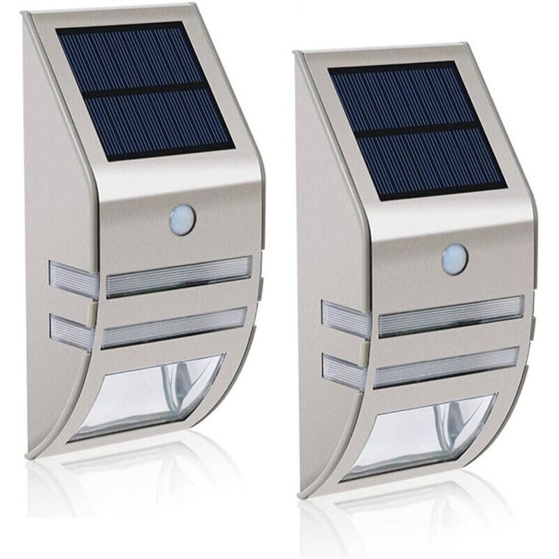 2er-set Mianbaoshu Led-solarleuchten – Wasserdicht – Edelstahl – Außenwandleuchten – Mit Bewegungsmelder – 90° Weitwinkel – Beleuchtung Für Garten, Terrasse Und Gehweg