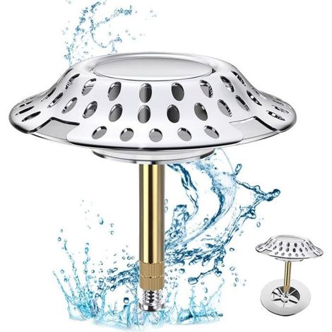 2-in-1-badewannenablauf Mit Haarfilter, Federbelastetem Kern, Edelstahl- Und Messing-badewannenablauf, Ø 72 Mm – Rostfreier, Verstellbarer Badewannenablauf