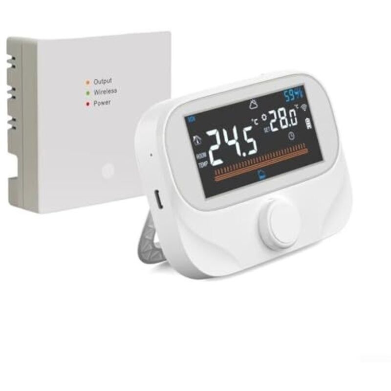 Programmierbarer Funkthermostat Für Heizkessel Und Zentralheizungsregler Ersetzt Drehregler-raumthermostate Und Zeigt Die Umgebungsfeuchtigkeit An.