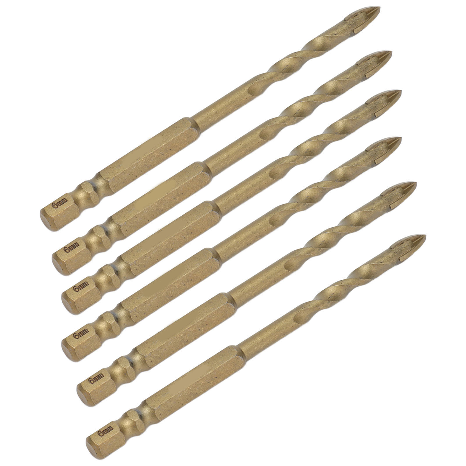 Set Mit 10 Hartmetall-kreuzspitzenbohrern, 6,35 Mm (1/4 Zoll) Sechskantschaft, Für Keramik, Marmor, Glas Und Kupfer. Lochdurchmesser: 6 Mm.